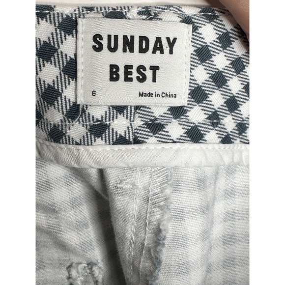 Aritzia Sunday Best Jaden Chino Pants Blue Gingham Check Sz 6 Preppy Spring - Picture 8 of 11